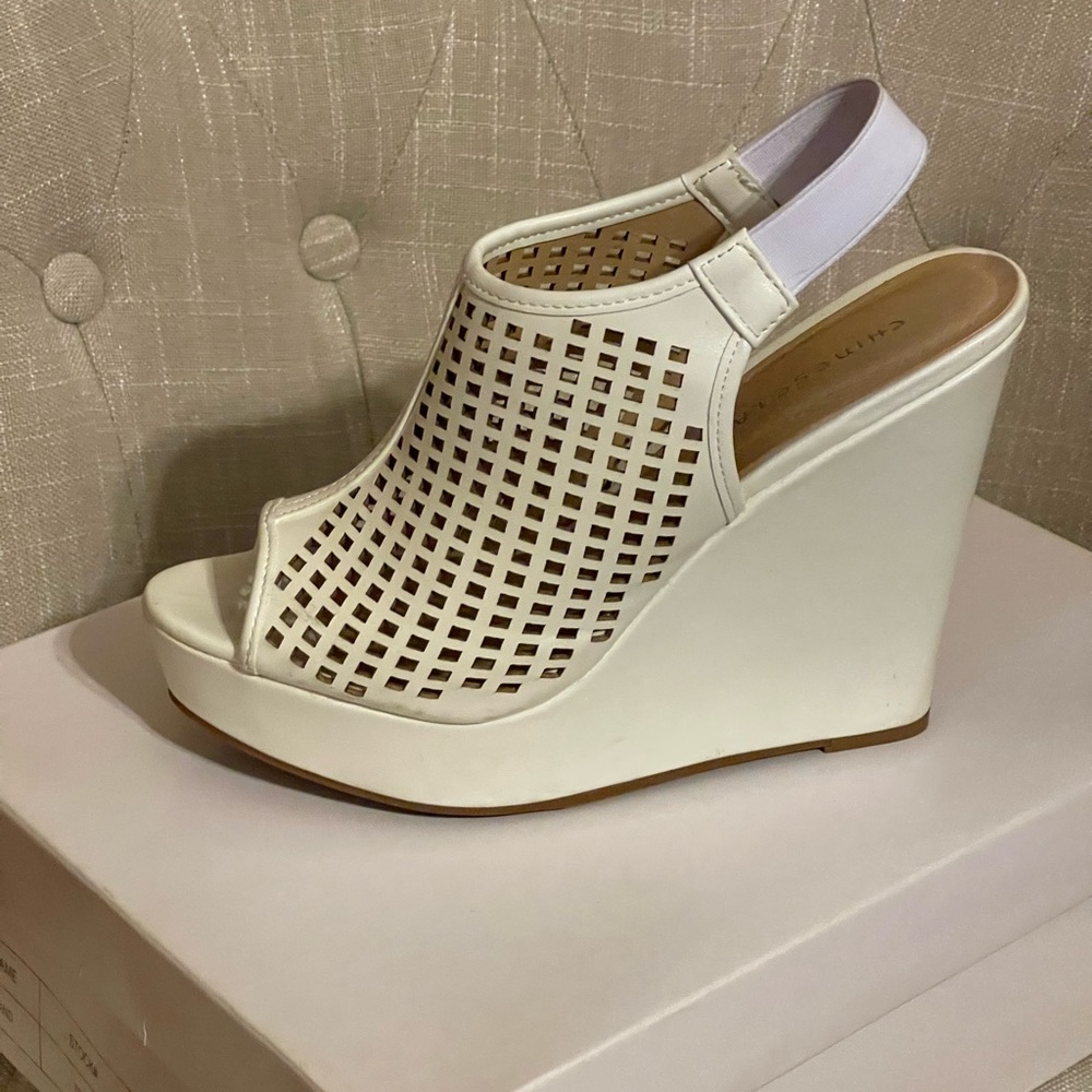 8.5 White high wedge Sandal